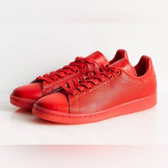 Adidas Men’s Stan Smith’s Adicolor Scarlet Red Leather Sneakers Size 13 - Picture 1 of 11
